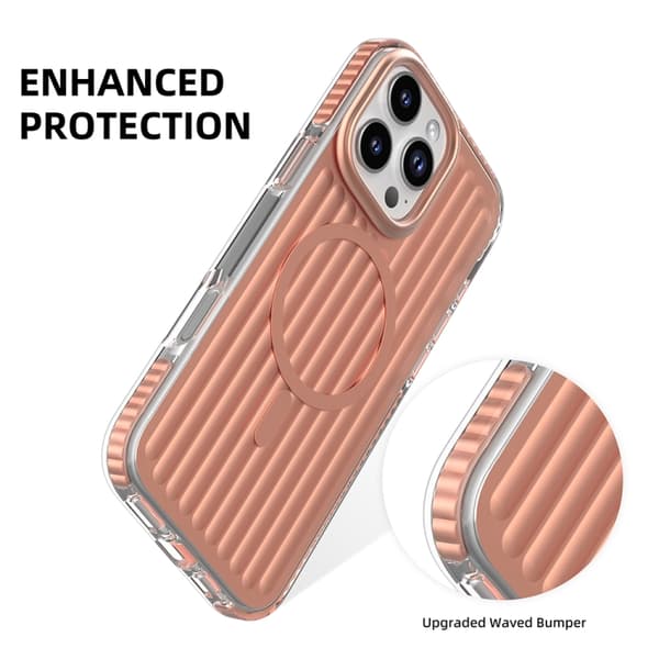 iPhone 16 Pro Max Mutural Corrugerad Textur Magsafe Magnetisk Stötsäker Skal Blå