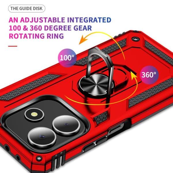 Redmi Note 14 5G - Stöttålig TPU + PC fodral med Ställ Röd