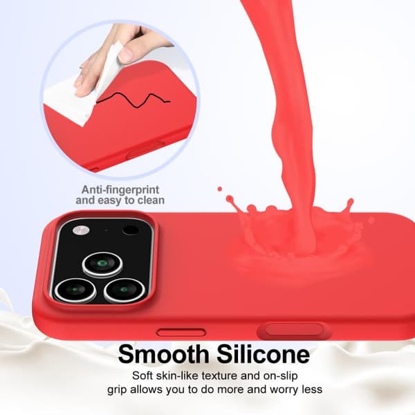 iPhone 17 Pro Shockproof Silikon Skal med MagSafe Röd