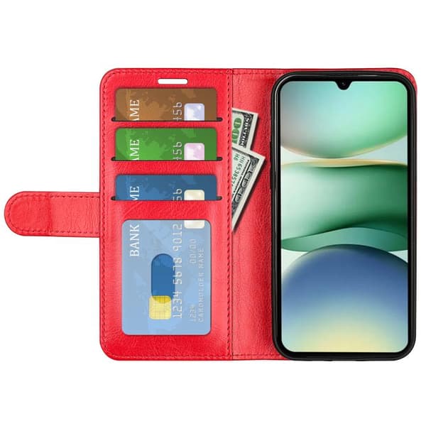 Redmi A5 4G - R64 Textur Horisontell Flip Läderfodral Röd