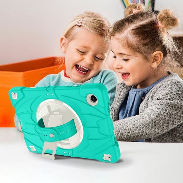 Samsung Galaxy Tab A8 Bat Hand Grip Ställning Tabletfodral Mintgrön Vit