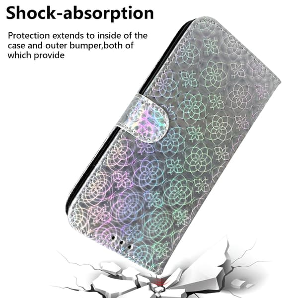 iPhone 16 Pro Max Fodral Färgglad Magnetisk Spänne Läder Skal Silver