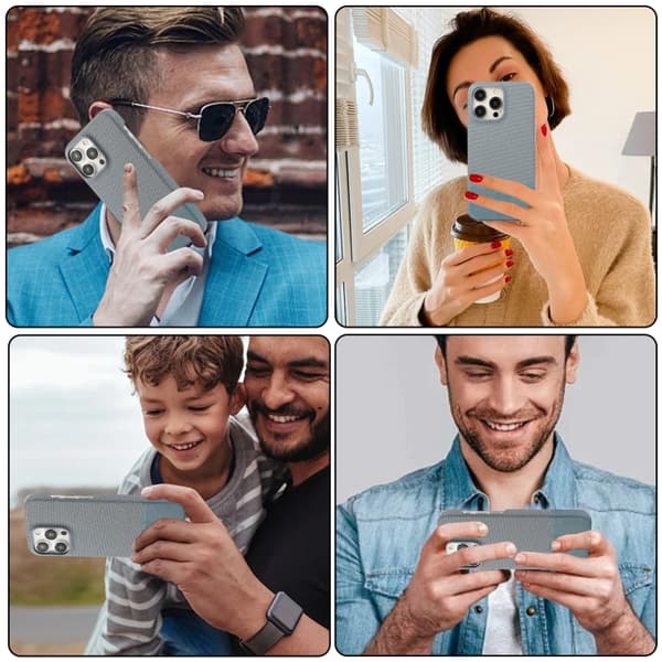 iPhone 16 Pro Skal PU med Stötabsorberande Stygning Blå