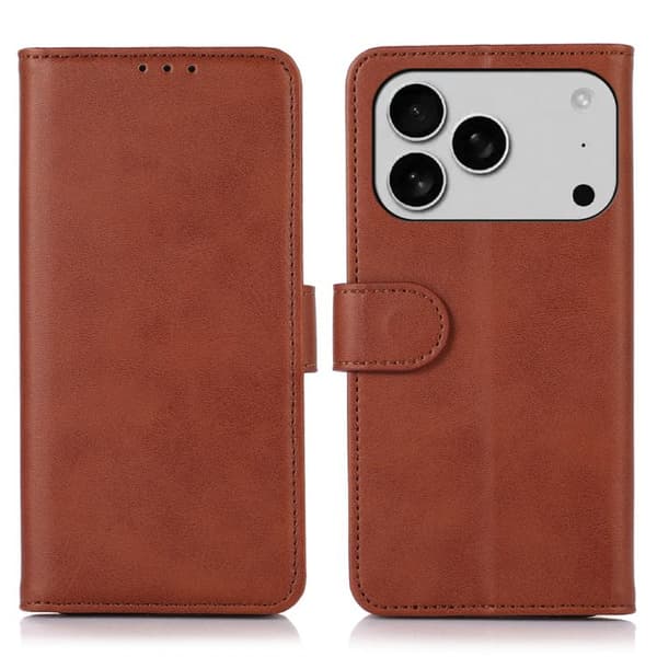 iPhone 18 Pro / iPhone 17 Pro Skal läderfodral - ko-textur Brun