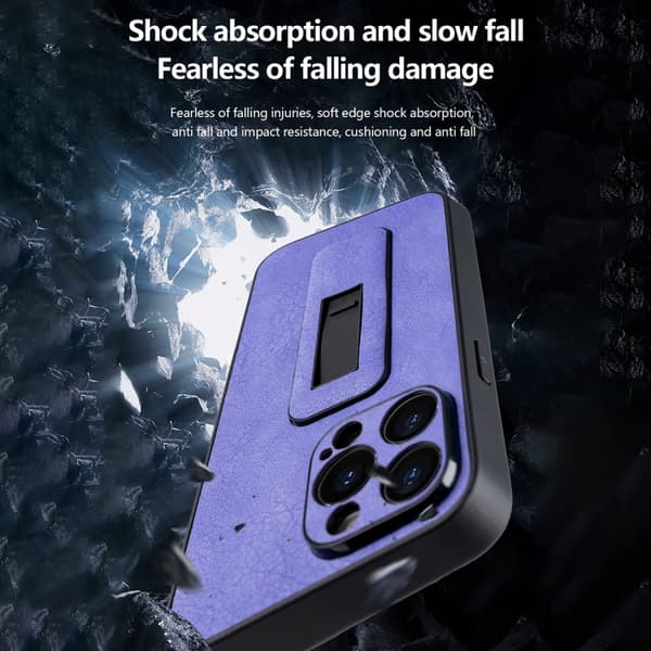 iPhone 16 Pro Fodral PU-läder med Push-pull Bracket och Stötsäker Design - Skal för iPhone 16 Pro Svart
