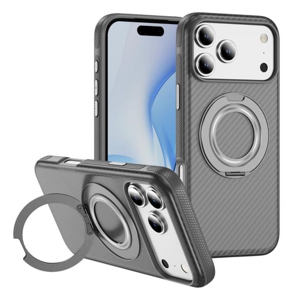 iPhone 18 Pro / iPhone 17 Pro Skal - Kolfiber med MagSafe C-Typ Ljusgrå+Grå