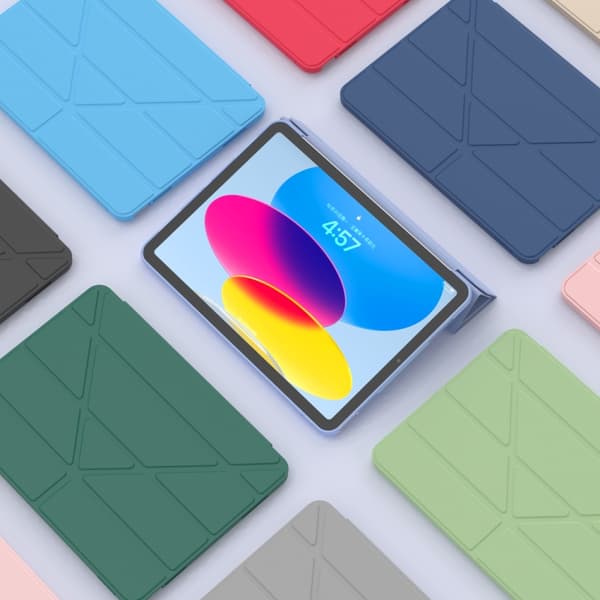 iPad 11 11:e generationen / 10.9 10:e generationen 2022/2025 Multi-fällande TPU Skal Läder Fodral Lavendelgrå