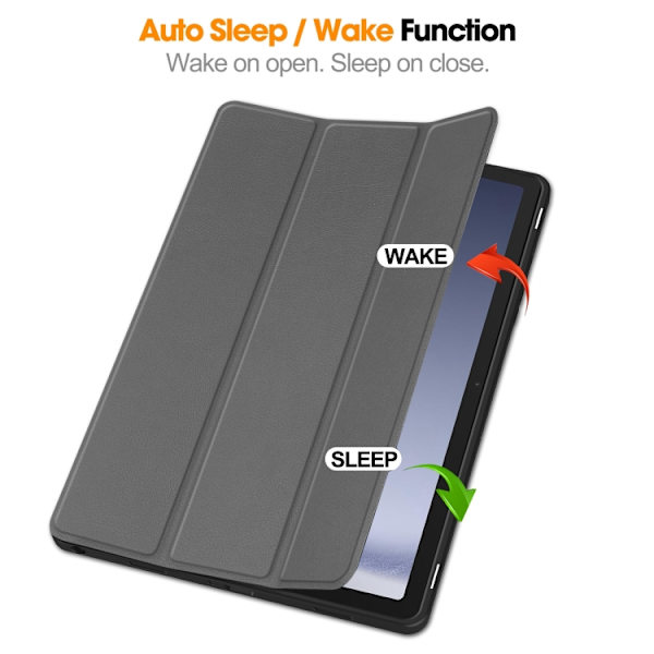 Samsung Galaxy Tab A9+ / A11+ 3-Fold TPU Smart Leather Case Grå
