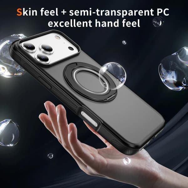 iPhone 18 Pro Max / iPhone 17 Pro Max Skal - Translucent PC Gear Holder med C MagSafe Ljusgrå + Svart