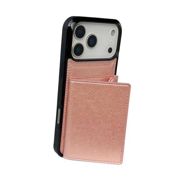 iPhone 18 Pro Max / iPhone 17 Pro Max Skal med Solid Färg och Metallspänne för Kortfack Roséguld