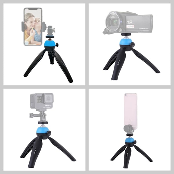 Fickstativ med 360 graders kulhuvud för smartphones, GoPro, DSLR-kameror Blå