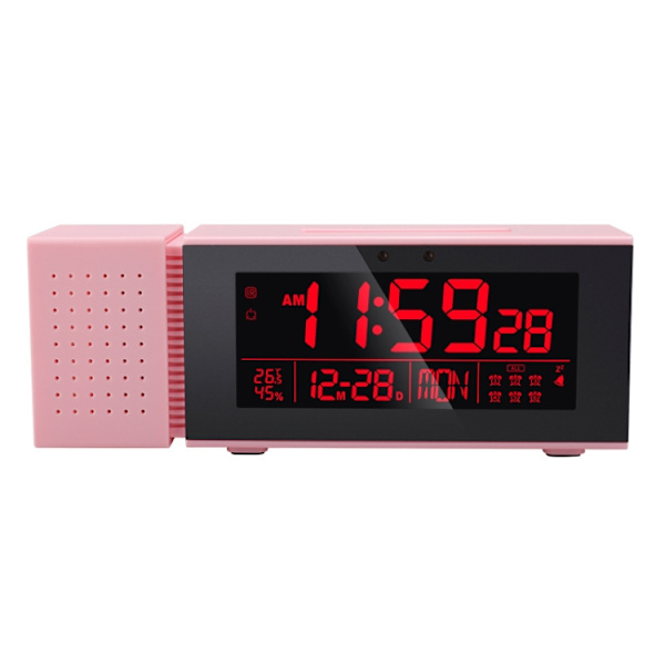 TS-P30 Multifunktionell nattlampa larm digital klocka med FM-radio & temperatur / fuktighetsdisplay & IR-sensorfunktion (rosa)