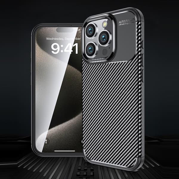 iPhone 16 Pro Max Skal Kolfibertextur - Stöttålig TPU Telefonfodral
