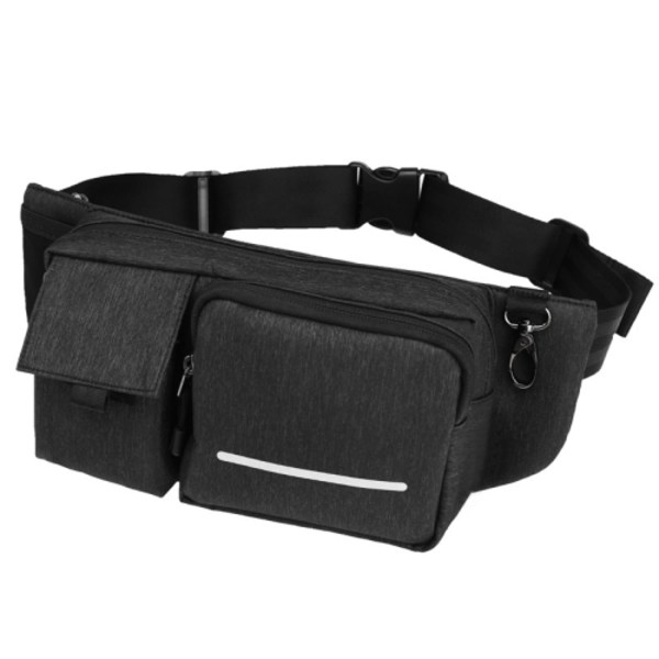 Multifunktionell vattentät midjeväska utomhus casual crossbody väska Svart