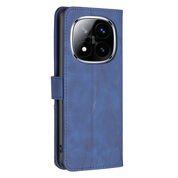 Redmi Note 14 Pro 5G / Note 14 Pro+ 5G - Magnetisk Spänne Rombisk Textur Läder fodral Blå