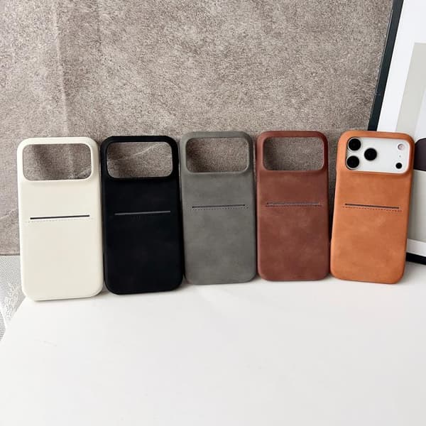 iPhone 18 Pro Max / iPhone 17 Pro Max Skal - fårskinn med kortfack Grå