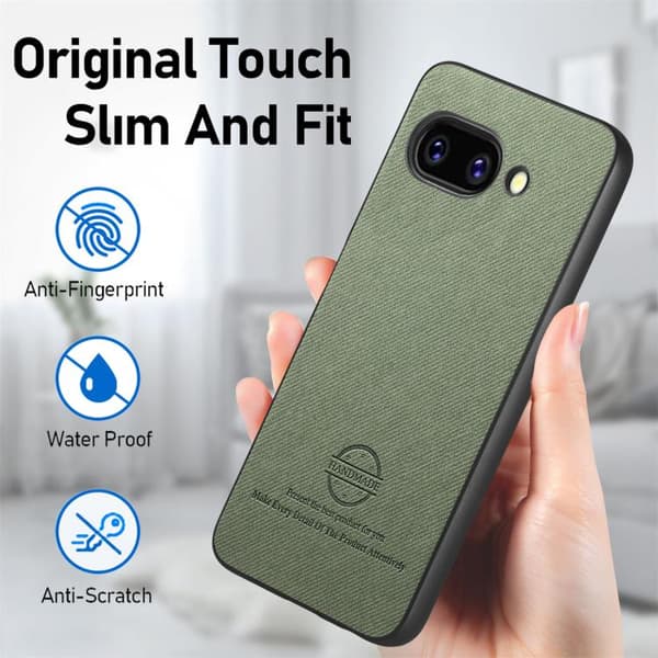 för Pixel 9a Skal i Twill Tyg och Läder Grön