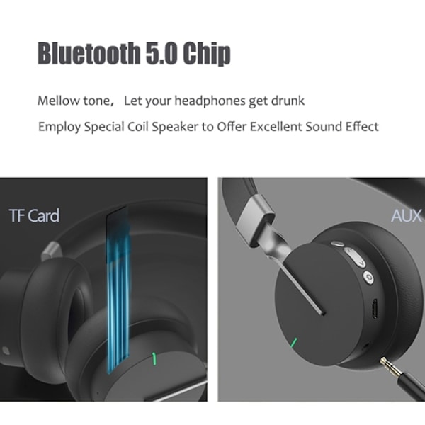 P3 Trådlösa 5.0 Super Bass HIFI Stereo Gaming Headset med Mikrofon, TF / FM / AUX Röd