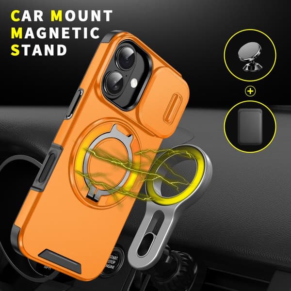 iPhone 17 Skal med Sliding Camshield Ring Holder Orange