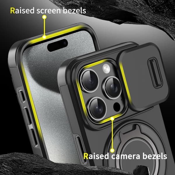 iPhone 16 Pro Max Skal med Sliding Camshield Ringhållare Röd