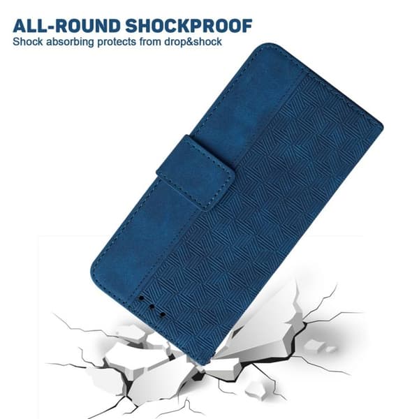 iPhone 18 Pro / iPhone 17 Pro Geometriskt Präglat Skal Läderfodral Blå