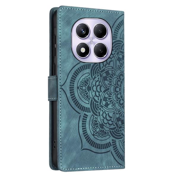 Redmi Note 14 Pro 4G - Mandala Prägad Retro Frostad Läderfodral Blå