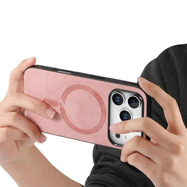 iPhone 17 Pro Max Skal - Solid Color Retro Magsafe PU Rosa