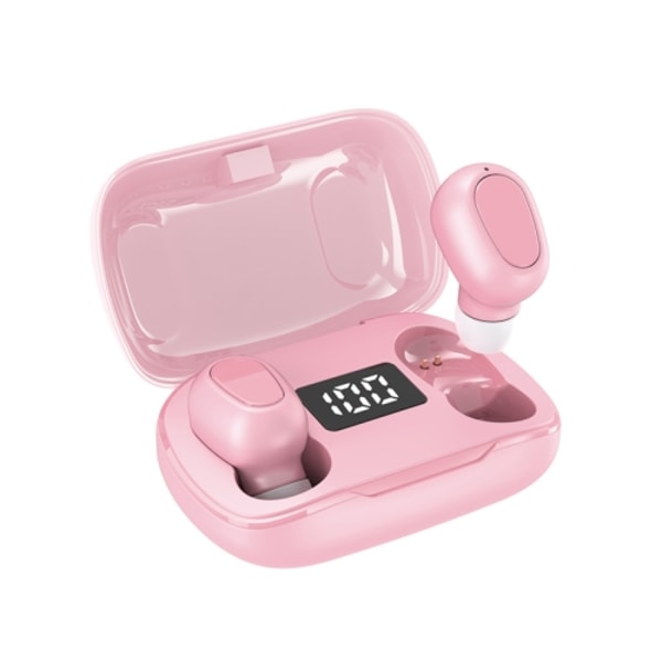 L21 Pro IPX7 Vattentät Trådlös Bluetooth Hörlurar med Laddningsbox & Digital Display, Siri & Samtal Rosa
