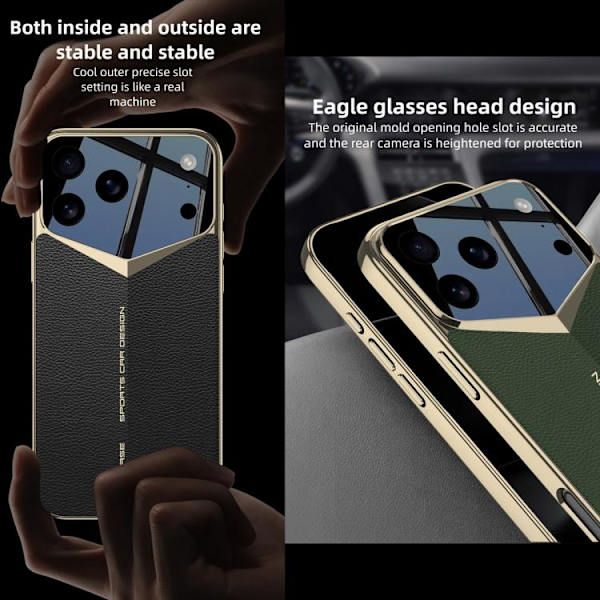 iPhone 17 Pro Max Skal läderfodral GKK Blade Phantom Plain Röd