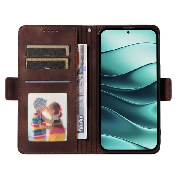Redmi Note 14 5G - Prägad Rhombus Stjärnläder fodral Brun