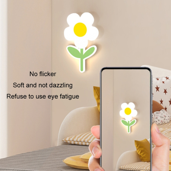 Barnrums varm sänglampa solros vägglampa, färg: blomma trefärgs dimmer