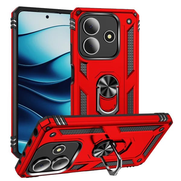 Redmi Note 14 5G - Stöttålig TPU + PC fodral med Ställ Röd
