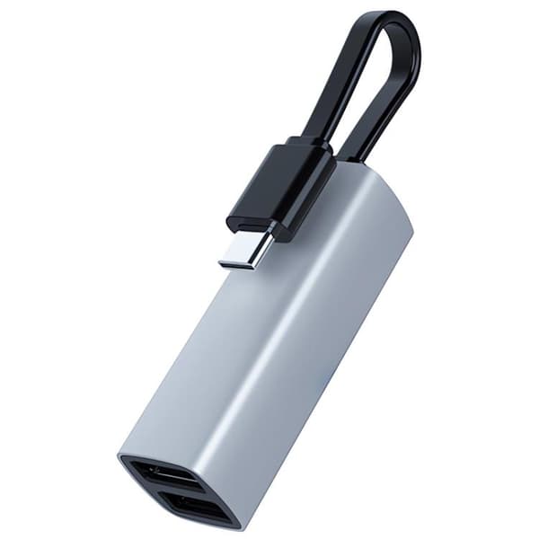 Typ-C till USB3.0, Dubbel USB2.0, SD, TF Kort Bärbar Multifunktionell Dockningsstation Hub Adapter (Silver)