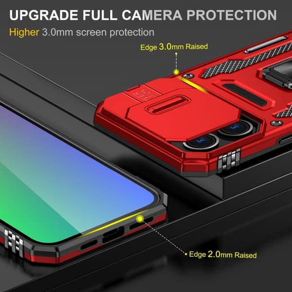 iPhone 16 Pro Max Skal med Armor PC + TPU Kameraskydd Röd