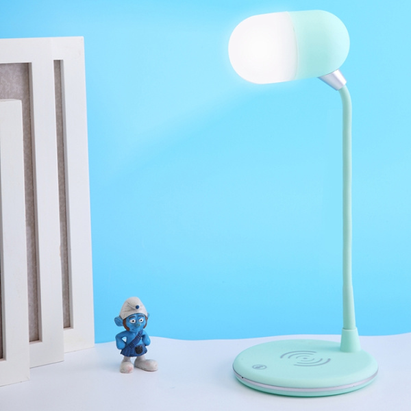 L4 Multifunktionell trådlös laddning LED-skrivbordslampa med Bluetooth 5.0-högtalare (grön)