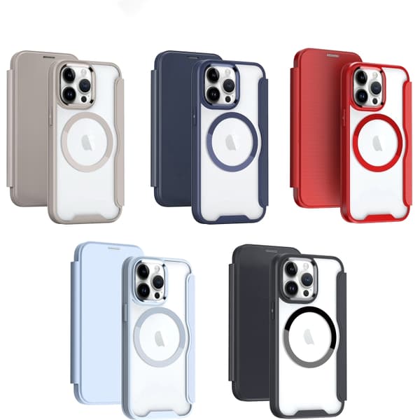 iPhone 16 Pro RFID-blocker Adsorptionsskal MagSafe Läderfodral Kaki