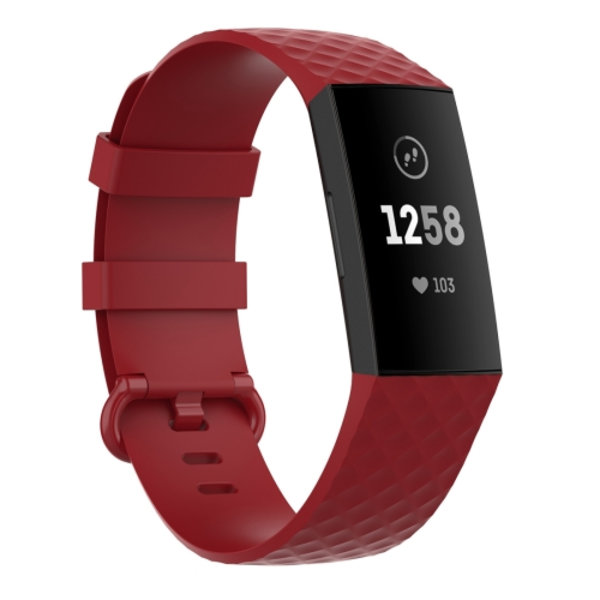 18 mm silverfärgat spänne TPU watch för Fitbit Charge 4 / Charge 3 / Charge 3 SE Red L