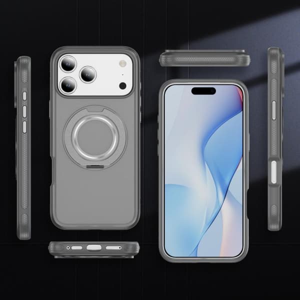 iPhone 18 Pro / iPhone 17 Pro Skal - Translucent PC Gear Holder med C MagSafe Ljusgrå+Grå