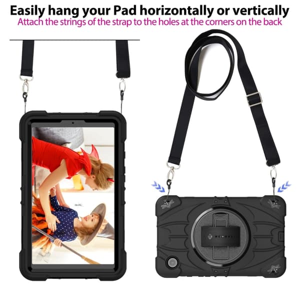 Samsung Galaxy Tab A9 / A11 Bat Hand Grip Ställ Svart
