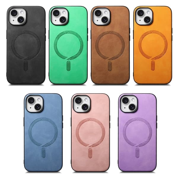 iPhone 17 Air Skal - Solid Color Retro med MagSafe PU Baksida Svart