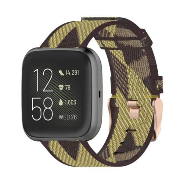 23 mm Stripe Weave Nylon Watch för Fitbit Versa 2, Fitbit Versa, Fitbit Versa Lite, Fitbit Blaze Yellow
