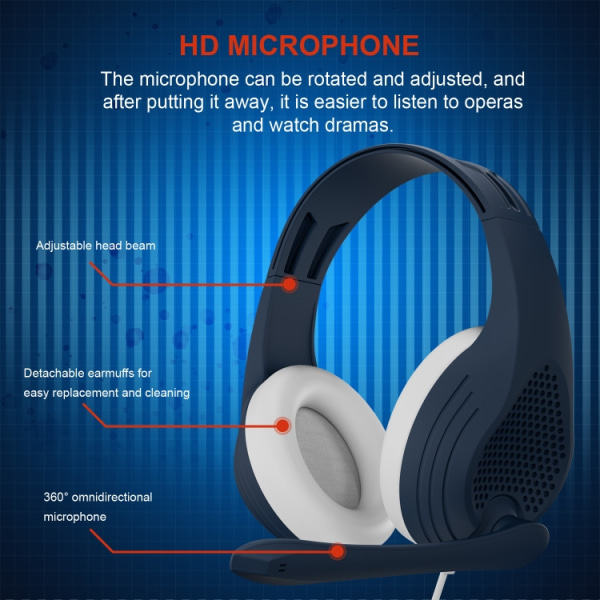 SADES A9 3,5 mm port justerbart spelheadset med mikrofon Blå