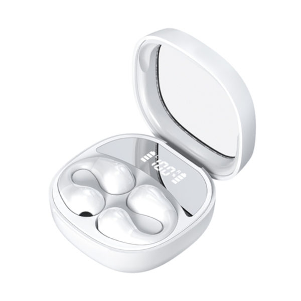 JR01 Transparent Capsule Smart Digital Display Ear-hook Bluetooth-hörlurar Vit