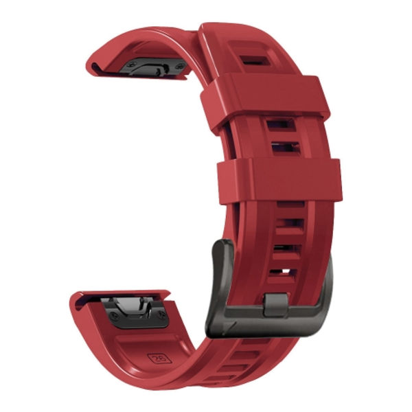 För Garmin Fenix ​​7 / 6 Pro / 5 Plus 22 mm svart spänne silikon watch Dark Red