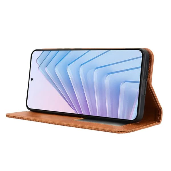 Redmi Note 14 4G - Magnetisk Spänne Retro Textur Läder fodral EU-version Brun