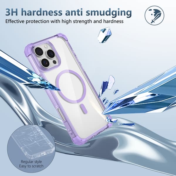 iPhone 16 Pro Max Transparent MagSafe Magnetisk Skal Purpur