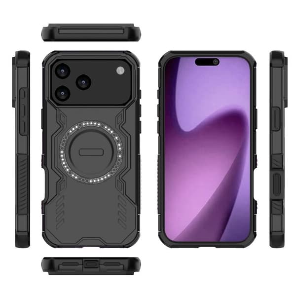 iPhone 17 Pro Skal med Butterfly Armor MagSafe Magnetring och Stötskydd Svart