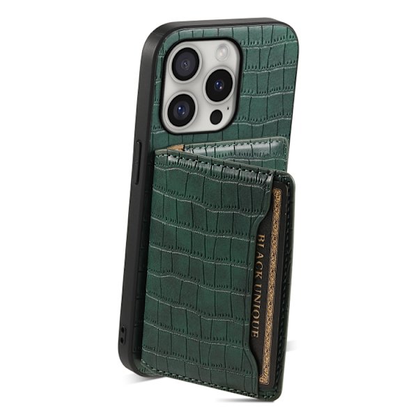 iPhone 16 Pro Max Crocodile Textur Skal Design med Full Täckning Grön