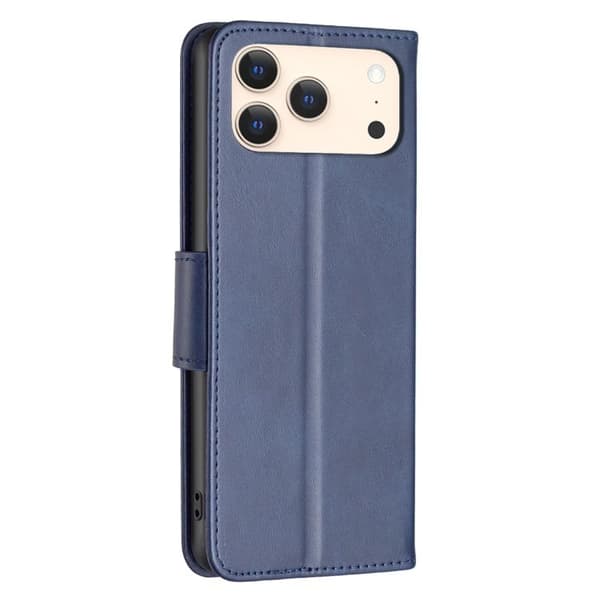 iPhone 18 Pro Max / iPhone 17 Pro Max Skal läderfodral - ren färg med lammskinnsstruktur Blå