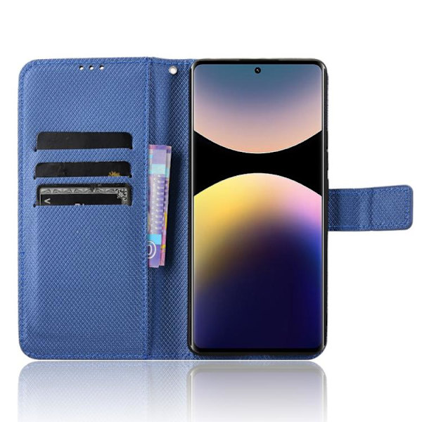 Redmi Note 14 Pro 4G - Diamanttexturerat Läderfodral Blå